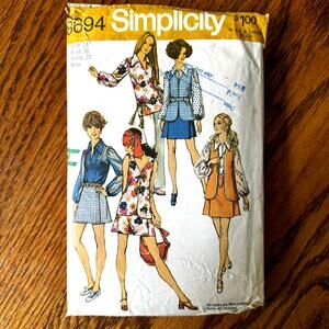 Vintage 1970s Simplicity 8694 Sewing Pattern Womens Sz S Skort Top Vest COMPLETE